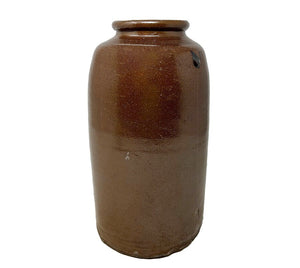 Antique Brown Clay Crock Vessel