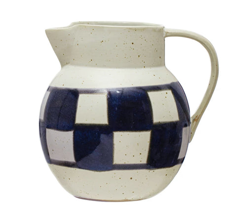 Hand-Painted Reactive Glaze Stoneware Pitcher