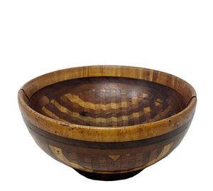 Vintage Marquetry Wooden Bowl
