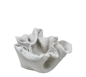 Vintage Ruffled Studio Pottery Ceramic Bowl