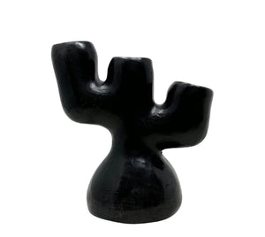 Oaxaca Black Clay Candle Holder