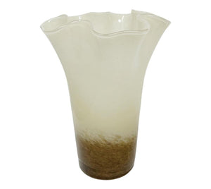 Vintage Art Glass Ruffled Vase