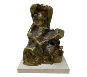 Vintage Brutalist Metal Sculpture on Stone Base