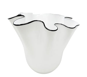 Vintage Art Glass Black & White Vase