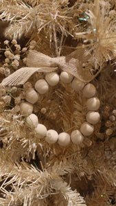 Beaded Wooden Wreath Ornament