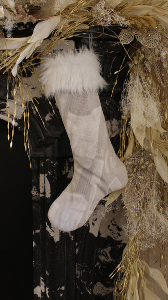 Beige Abstract Holiday Stocking