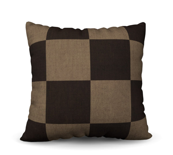 Brown Checkered Pillow Cover