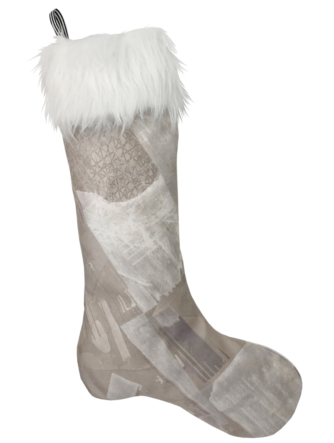 Beige Abstract Holiday Stocking