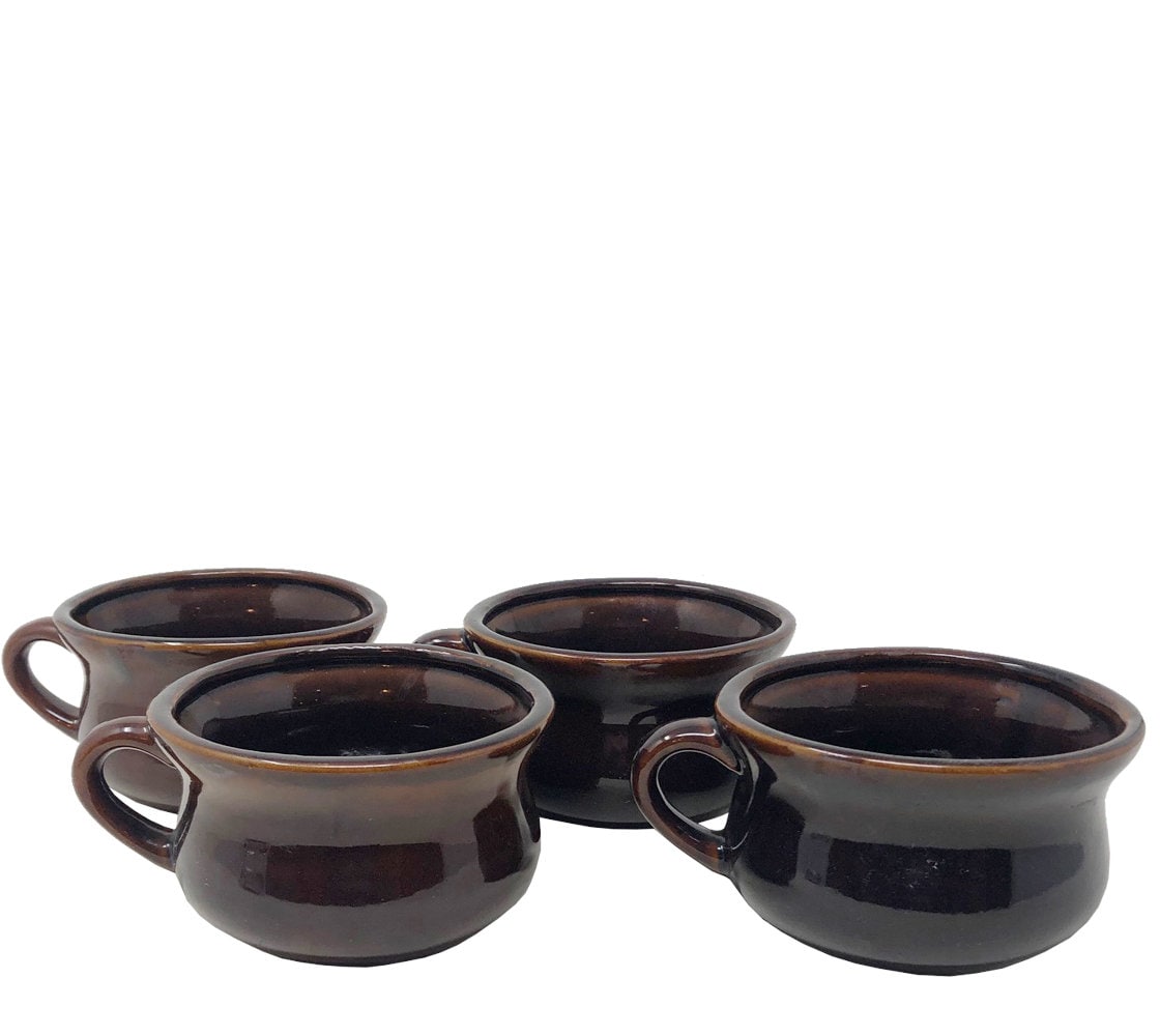 Set of 4 Brown Glazed Bowls