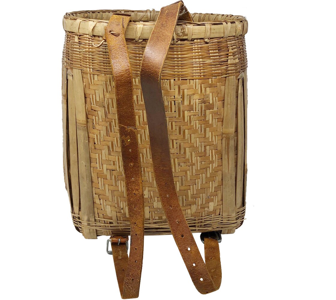 Antique Leather Handled Basket