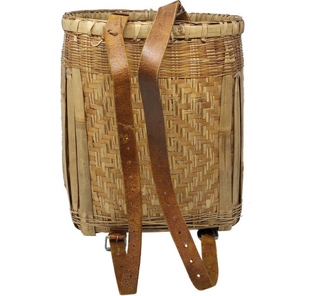 Antique Leather Handled Basket