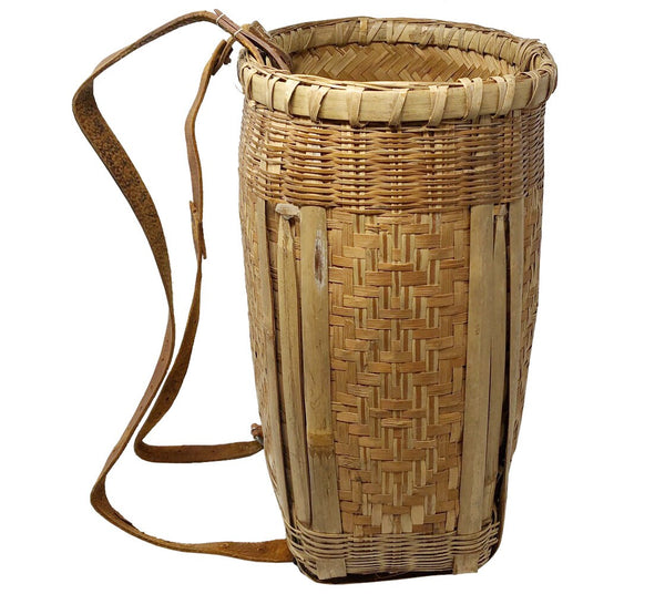 Antique Leather Handled Basket