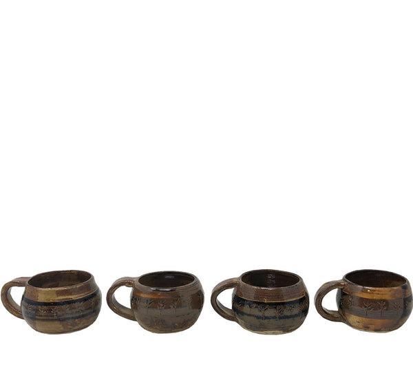 Set of 4 Vintage Studio Pottery Mugs