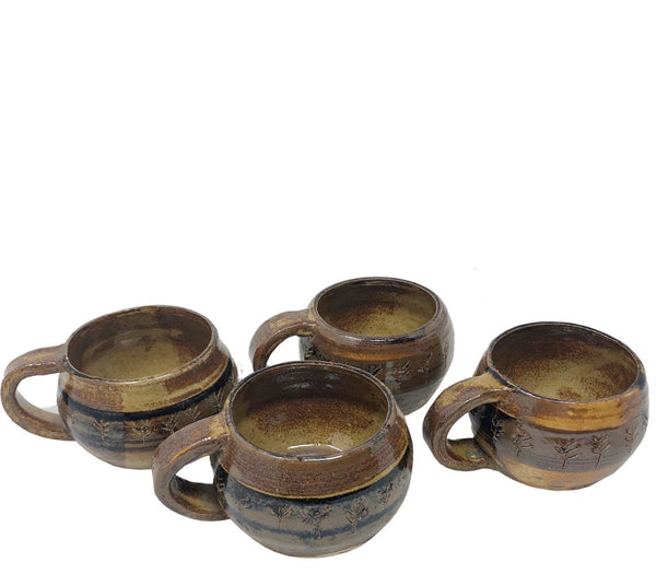 Set of 4 Vintage Studio Pottery Mugs