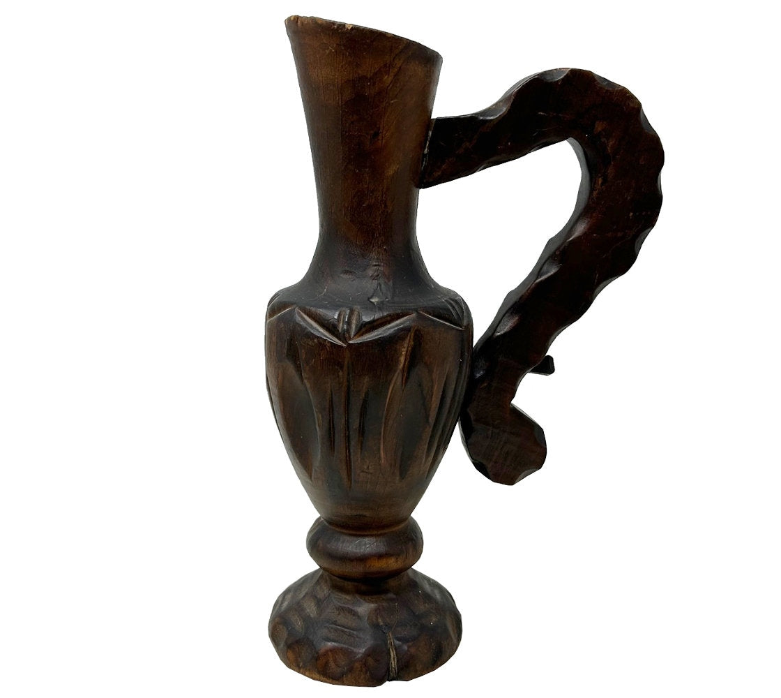 Vintage Handled Wooden Brutalist Vessel