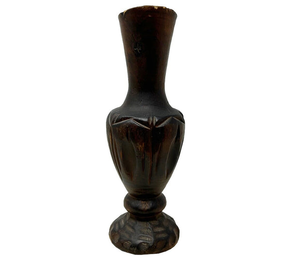 Vintage Handled Wooden Brutalist Vessel
