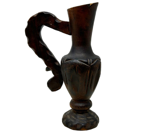 Vintage Handled Wooden Brutalist Vessel