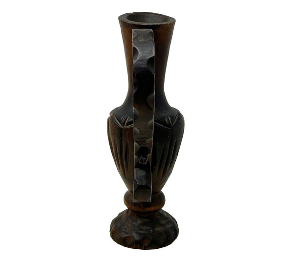 Vintage Handled Wooden Brutalist Vessel